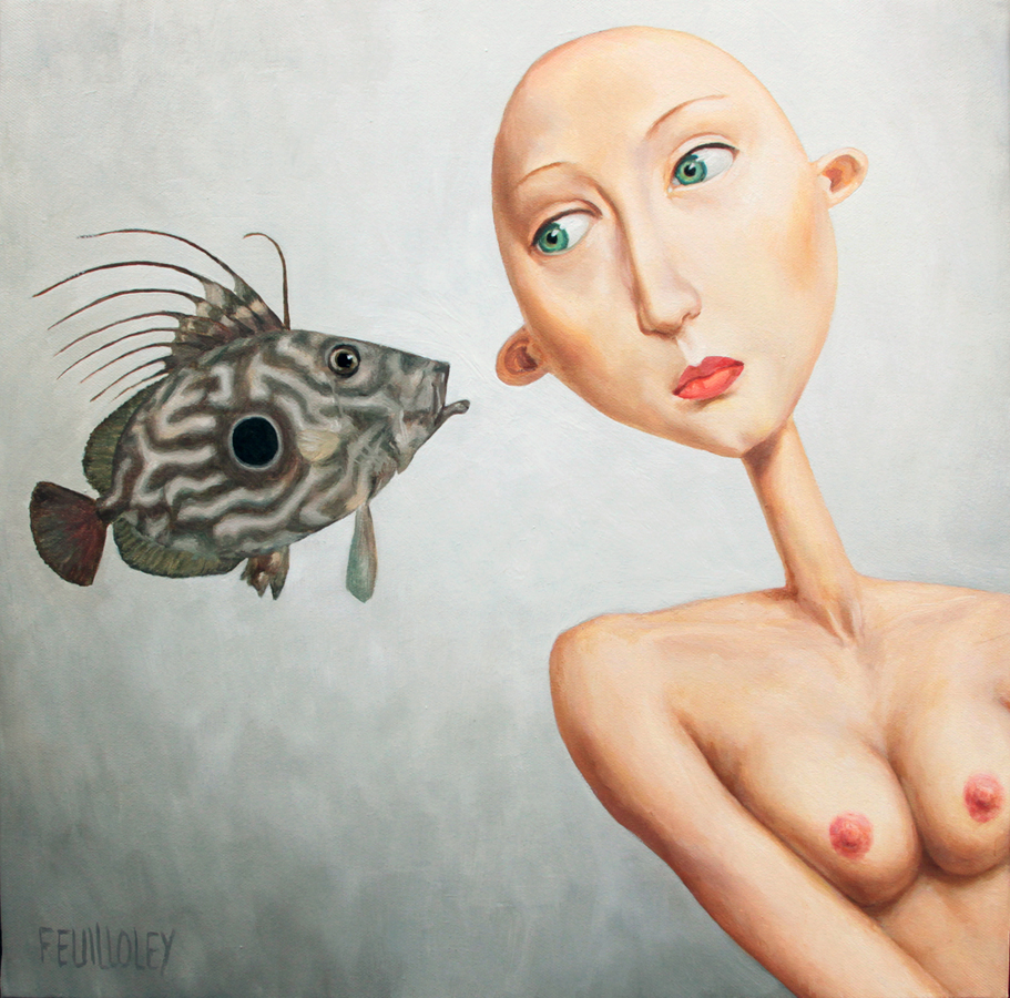 THE FISH WHISPERER  - 2012   oil on canvas  40x40 cm